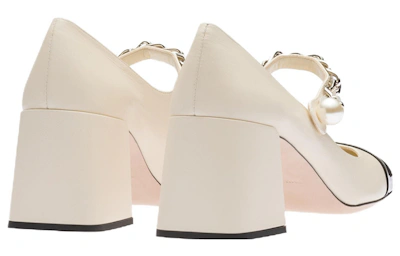 (Women) MIU MIU Patent Leather Mary Jane Pumps 'Ivory'