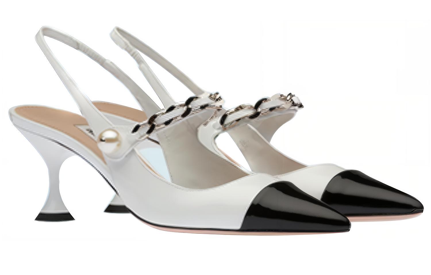 (W) MIU MIU Patent Leather Open-Heel High Heels 'White Fashion' 圖 3