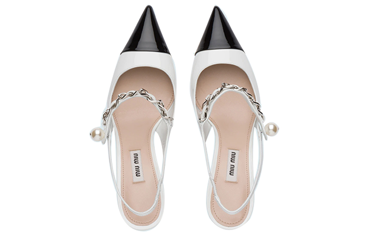 (W) MIU MIU Patent Leather Open-Heel High Heels 'White Fashion' 圖 4