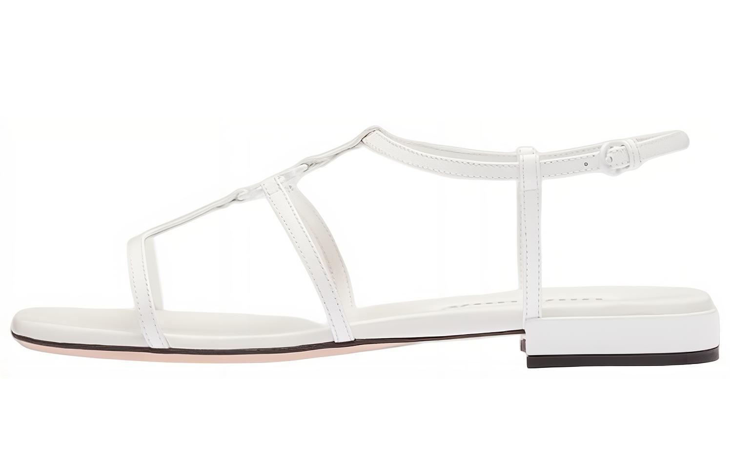 Buy MIU MIU 漆皮露趾平跟時尚涼拖 女款 白色