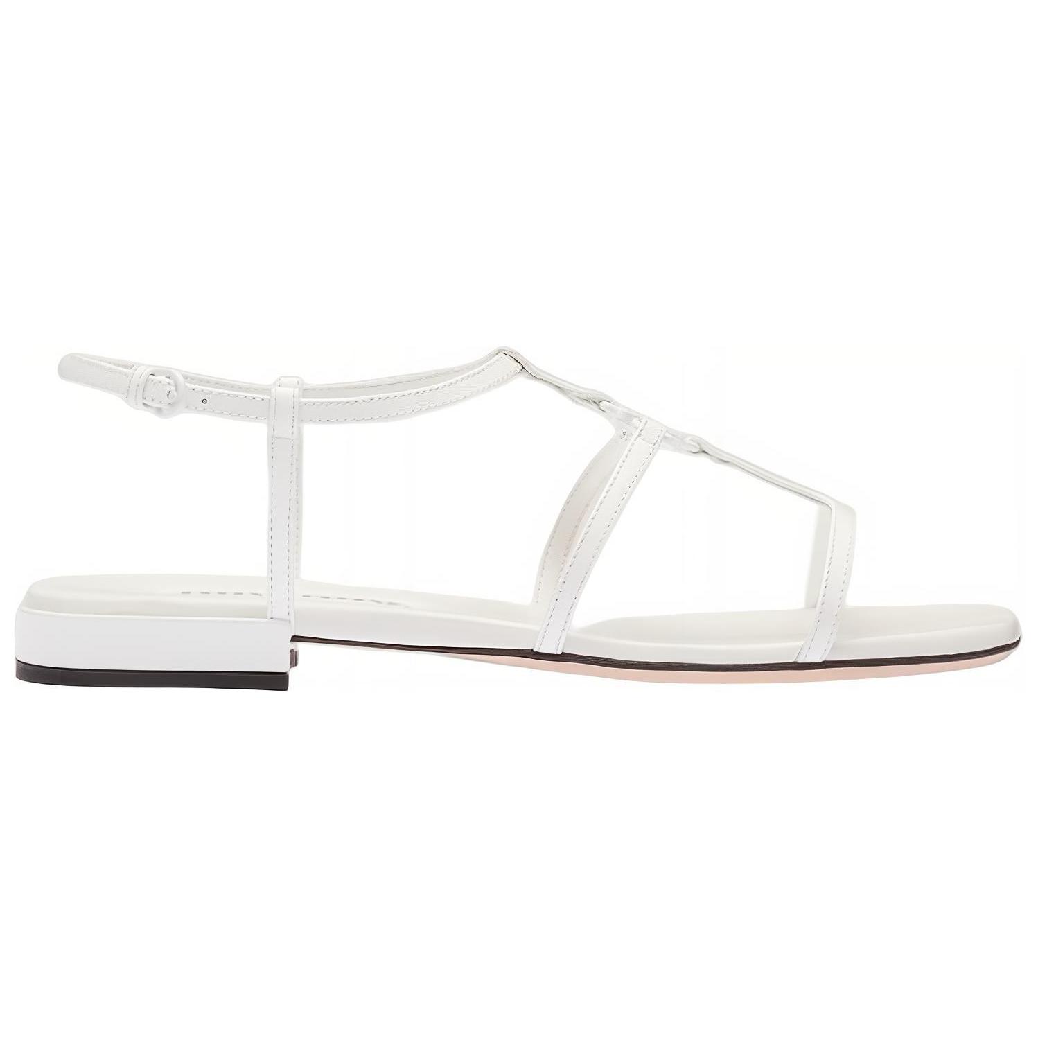 Order (W) MIU MIU Sandal Datar Terbuka Kulit Putih 5X896D_XUW_F0009_F_010