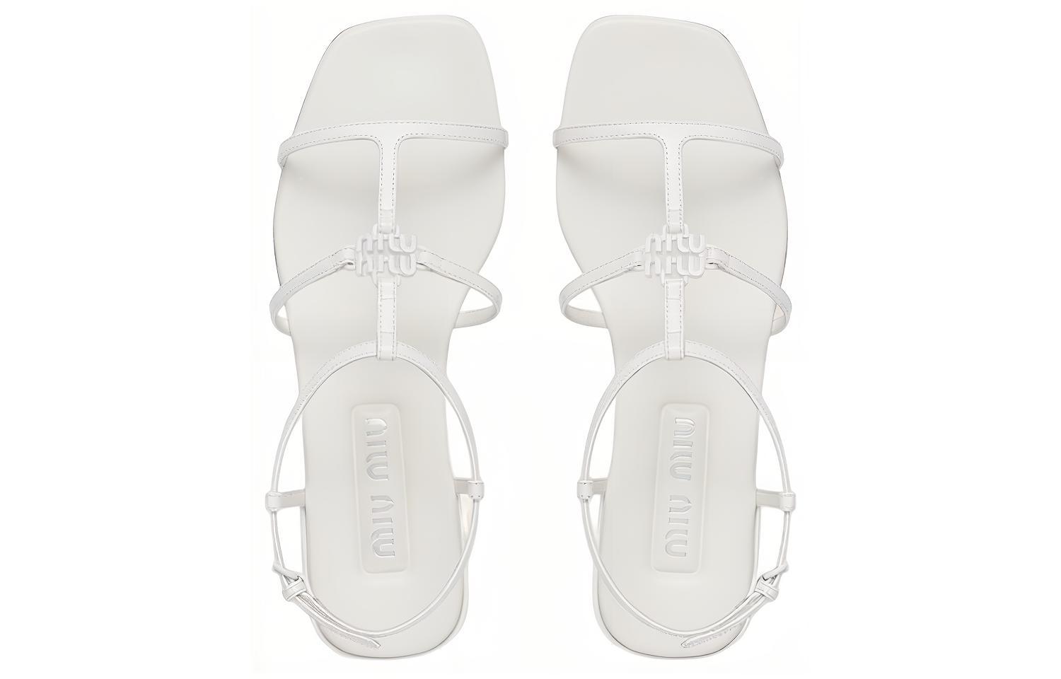 Purchase (W) MIU MIU Sandal Datar Terbuka Kulit Putih 5X896D_XUW_F0009_F_010