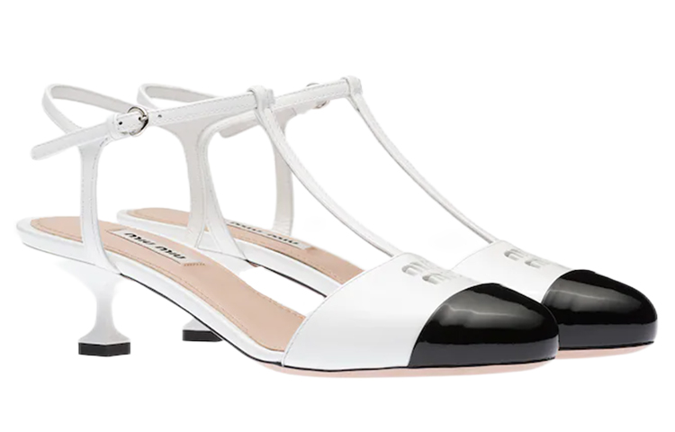 (W) MIU MIU Patent Leather Open Heel Sandals 'Black' 圖 2