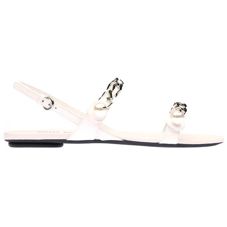 (W) MIU MIU Patent Leather Pearl Detail Sandals 'White' 圖 2