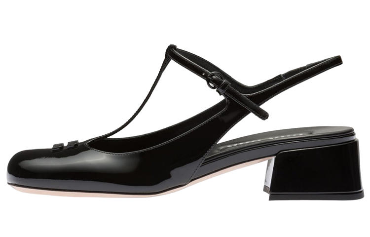 (Women) MIU MIU Patent Leather Peep-Toe High Heels 'Black Logo' 5I923D_XUW_F0002_F_035