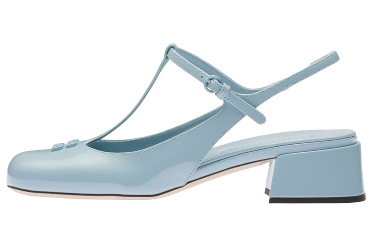 (Women) MIU MIU Patent Leather Peep-Toe Pumps 'Light Blue Logo' 5I923D_XUW_F0012_F_035