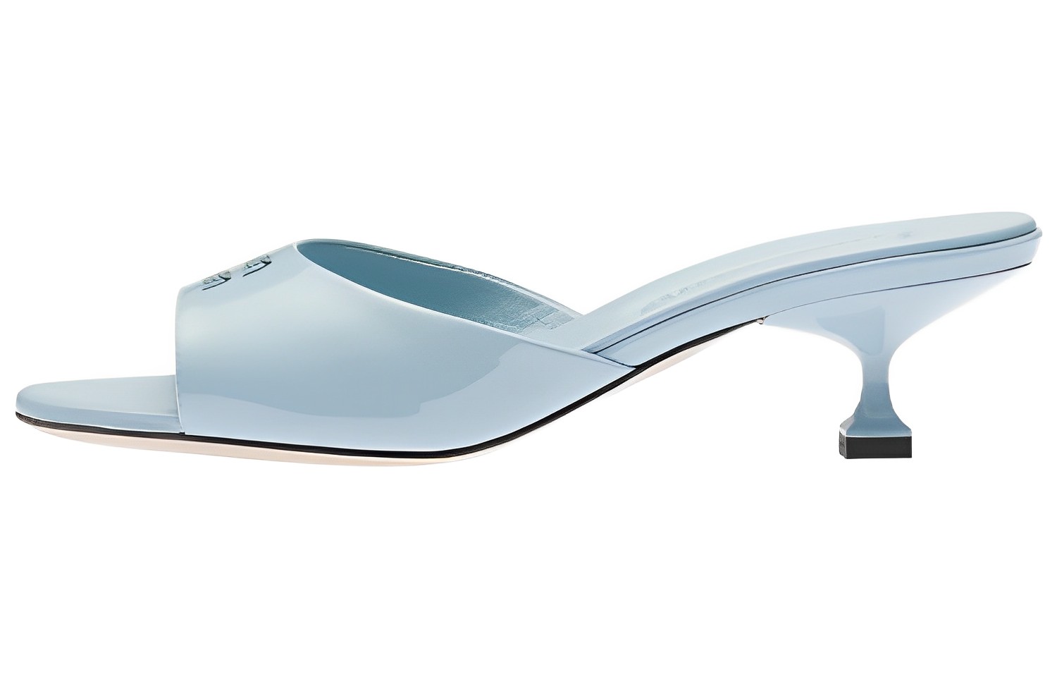 (W) MIU MIU Patent Leather Perforated Logo Fashion Sandals 'Light Blue'