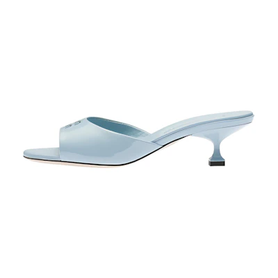 (W) MIU MIU Patent Leather Perforated Logo Fashion Sandals 'Light Blue'