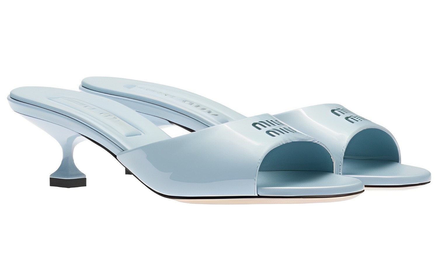 (W) MIU MIU Patent Leather Perforated Logo Fashion Sandals 'Light Blue' 圖 2