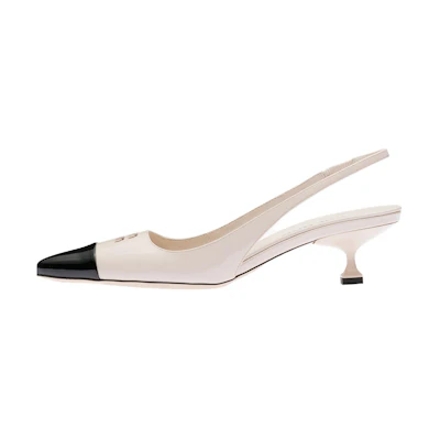(W) MIU MIU Patent Leather Perforated Logo High Heels 'Black and White'