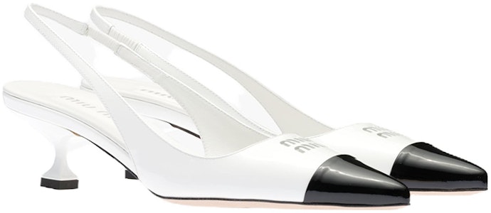 MIU MIU缪缪 漆皮 穿孔標誌 尖頭 高跟鞋 女款 白色 Lookbook MIU MIU缪缪 漆皮 穿孔標誌 尖頭 高跟鞋 女款 白色