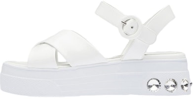 (Women) MIU MIU Patent Leather Platform Sandals 'White' 5X996C_XUW_F0009_F_050 (Women) MIU MIU Patent Leather Platform Sandals 'White' 5X996C_XUW_F0009_F_050