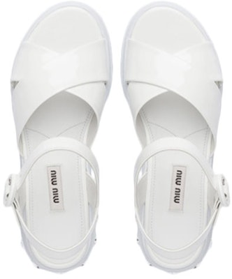 (Women) MIU MIU Patent Leather Platform Sandals 'White' 5X996C_XUW_F0009_F_050 Lookbook (Women) MIU MIU Patent Leather Platform Sandals 'White' 5X996C_XUW_F0009_F_050