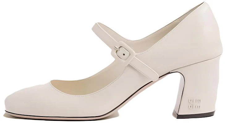 MIU MIU缪缪 漆皮 簡約優雅 粗跟 高跟鞋 6.5cm 女款 象牙色 Buy MIU MIU缪缪 漆皮 簡約優雅 粗跟 高跟鞋 6.5cm 女款 象牙色