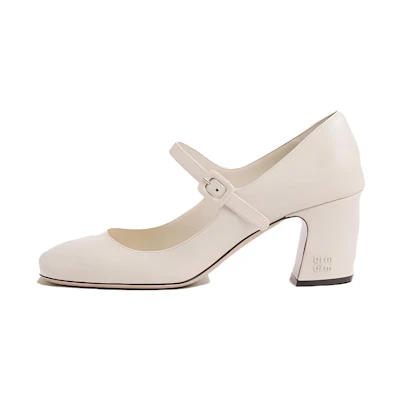 (W) MIU MIU Patent Leather Pumps 'Ivory Elegance'