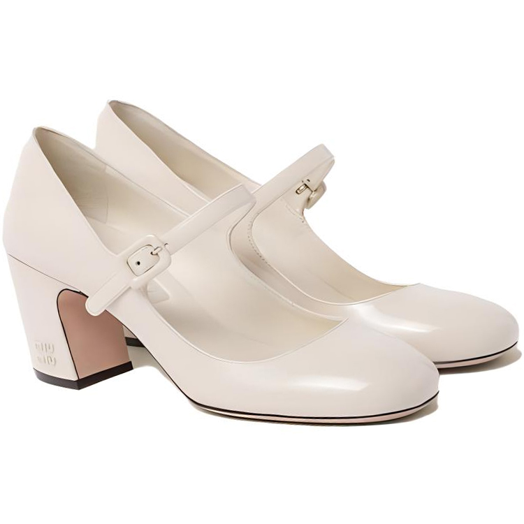 (W) MIU MIU Patent Leather Pumps 'Ivory Elegance' 圖 5