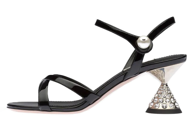 Buy (W) MIU MIU Sandalia de Charol con Tacón de Cristal 'Moda Negra' 5X684D_XUW_F0002_F_065
