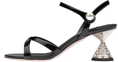 (Women) MIU MIU Patent Leather Slide with Crystal Heel 'Black Fashion' 5X684D_XUW_F0002_F_065 (Women) MIU MIU Patent Leather Slide with Crystal Heel 'Black Fashion' 5X684D_XUW_F0002_F_065