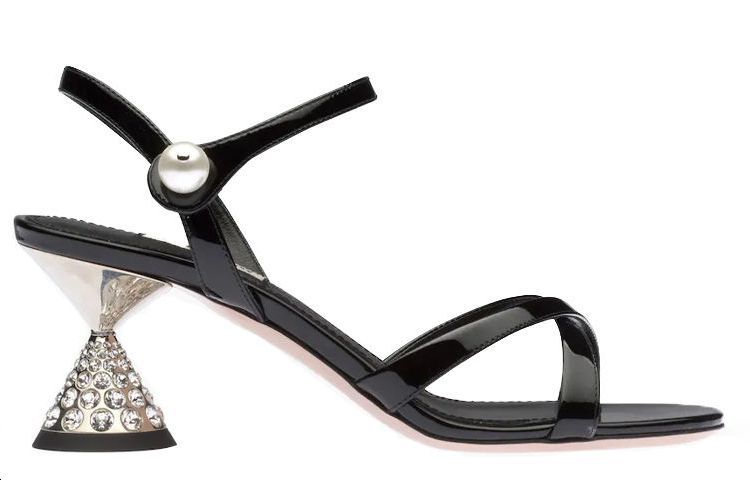 Order (W) MIU MIU Sandalia de Charol con Tacón de Cristal 'Moda Negra' 5X684D_XUW_F0002_F_065