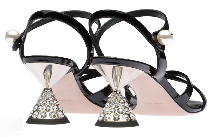 Shop (W) MIU MIU Sandalia de Charol con Tacón de Cristal 'Moda Negra' 5X684D_XUW_F0002_F_065