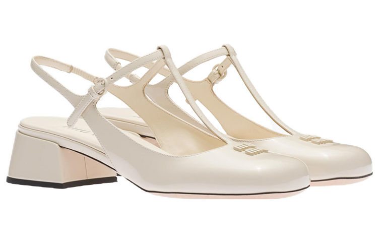 (W) MIU MIU Patent Leather Slip-On High Heels 'Ivory White' 圖 3