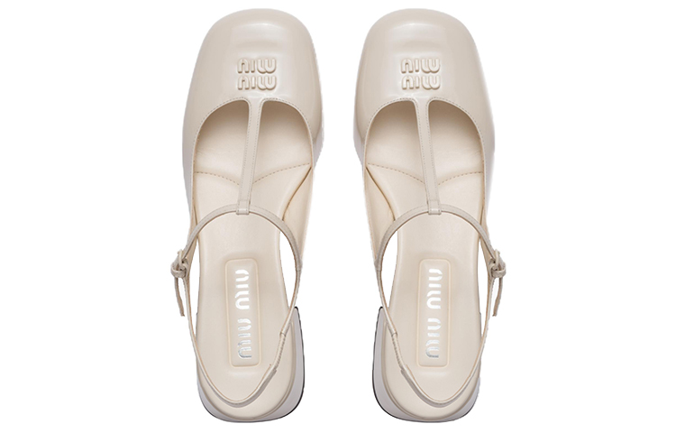 (W) MIU MIU Patent Leather Slip-On High Heels 'Ivory White' 圖 4