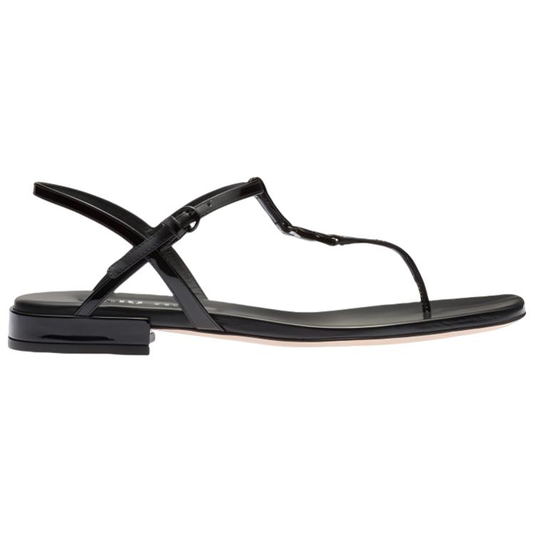 (W) MIU MIU Patent Leather Thong Buckle Sandals 'Black Fashion' 圖 2