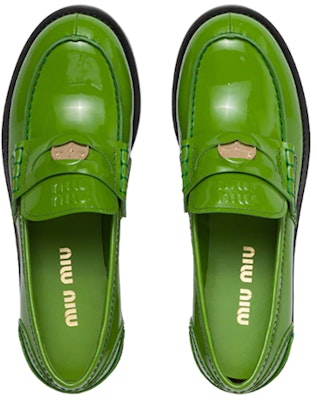 (W) MIU MIU 绿漆皮乐福鞋 5D773D_XWH_F0225_F_020 Shop (W) MIU MIU 绿漆皮乐福鞋 5D773D_XWH_F0225_F_020