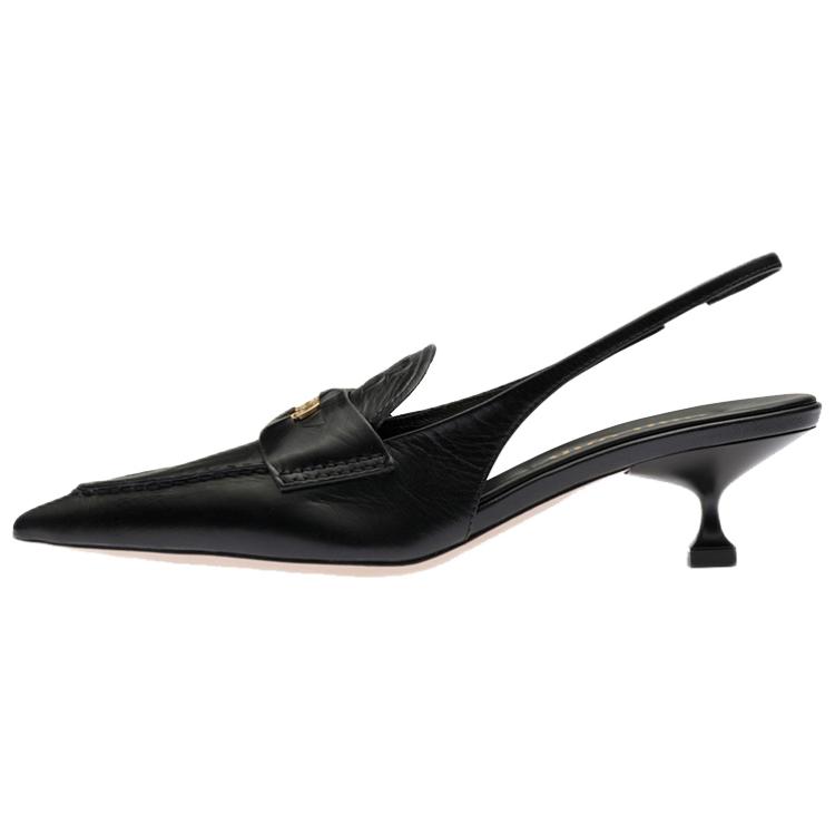 Buy (W) MIU MIU Penny Heels Hitam Slingback Runcing Tumit Kecil 5D901D_XUQ_F0002_F_045