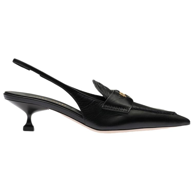 Order (W) MIU MIU Penny Heels Hitam Slingback Runcing Tumit Kecil 5D901D_XUQ_F0002_F_045