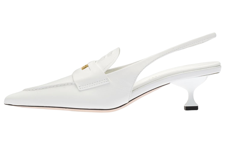 Buy MIU MIU 缪缪 Penny 皮革 便士套脚 高跟鞋 女款 白色
