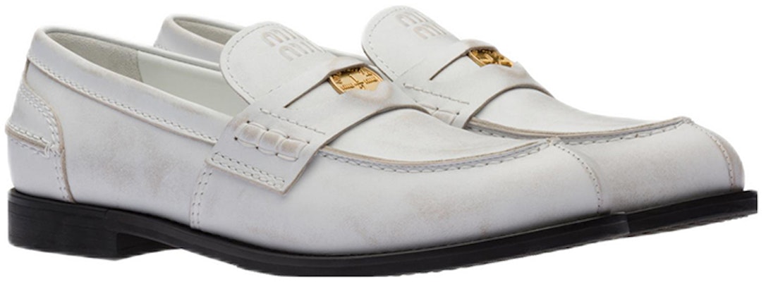 MIU MIU 缪缪 Penny 皮革樂福鞋 女款 白色 Lookbook MIU MIU 缪缪 Penny 皮革樂福鞋 女款 白色