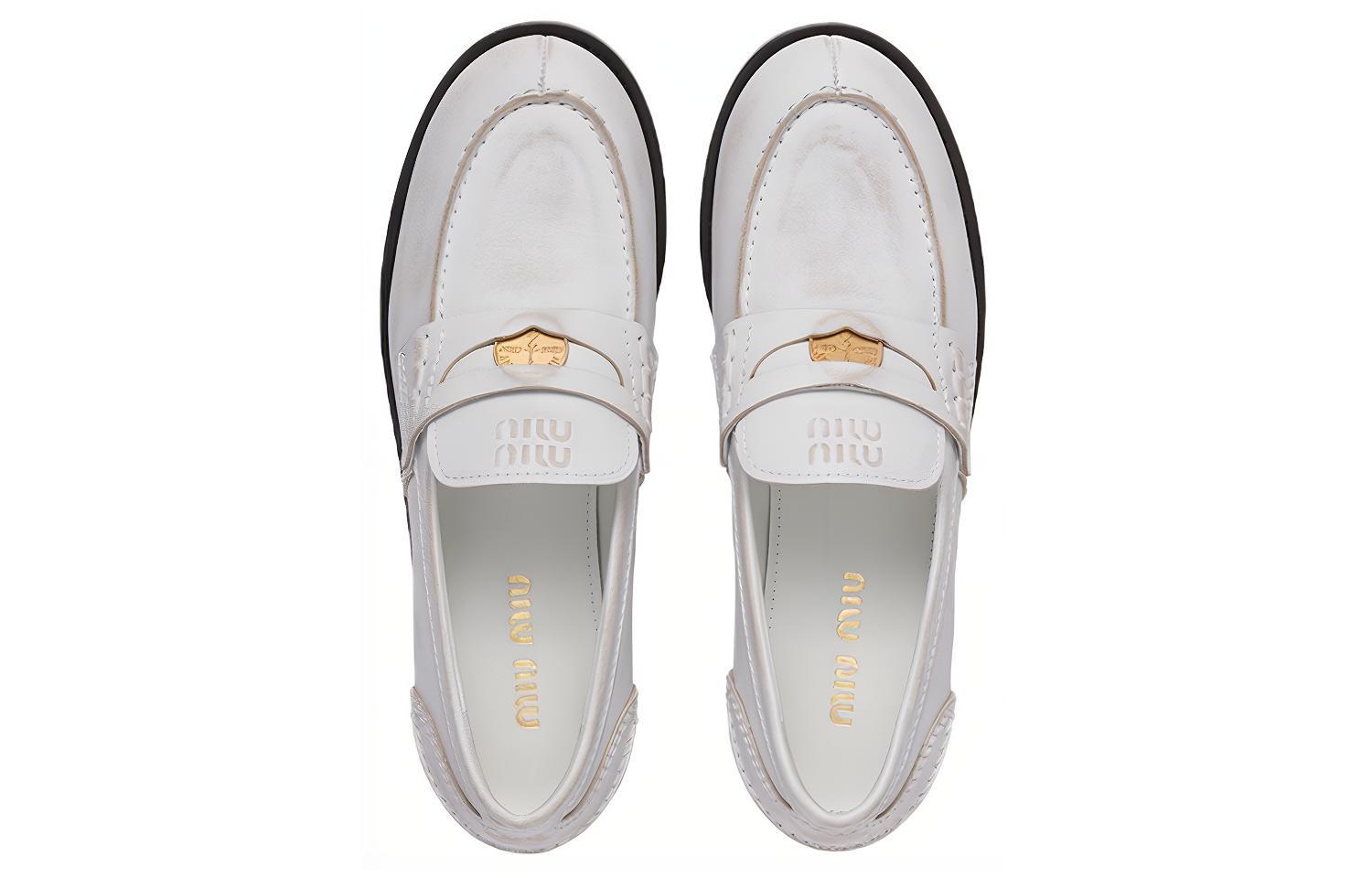 Purchase (W) MIU MIU Penny Loafers de Piel 'Blanco' 5D773D_3G48_F0009_F_020