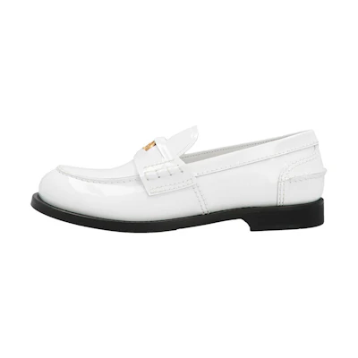 (W) MIU MIU Penny Leather Slip-On Flats 'White'