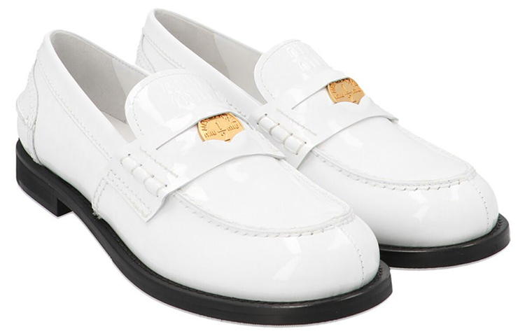Lookbook (W) MIU MIU Penny Kulit Slip-On Flats 'Putih' 5D773D_WHF_F0009_F_020