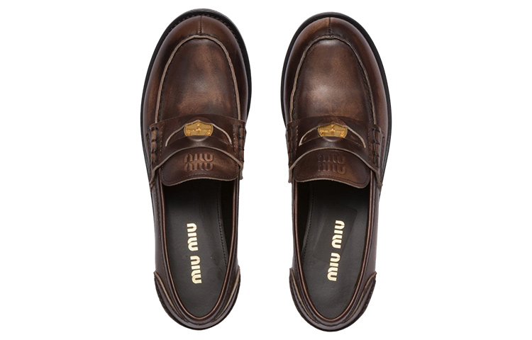Shop (W) MIU MIU Penny Loafer 'Ebony' รองเท้าลำลอง Elegan 5D773D_3G48_F0192_F_020