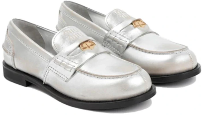 (W) MIU MIU Penny Slip-On Sneaker ''Silber Leder'' 5D773D_3G48_F0118_F_020 Shop (W) MIU MIU Penny Slip-On Sneaker ''Silber Leder'' 5D773D_3G48_F0118_F_020