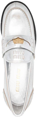 (W) MIU MIU Penny Slip-On Sneaker ''Silber Leder'' 5D773D_3G48_F0118_F_020 Purchase (W) MIU MIU Penny Slip-On Sneaker ''Silber Leder'' 5D773D_3G48_F0118_F_020