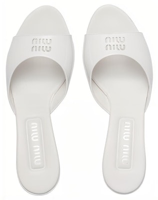 (Women) MIU MIU Perforated Logo Peep-Toe Sandals 'White Fashion' 5XX603_XV4_F0009_F_045 Shop (Women) MIU MIU Perforated Logo Peep-Toe Sandals 'White Fashion' 5XX603_XV4_F0009_F_045
