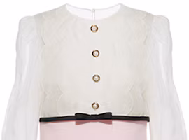 Details for (W) MIU MIU 粉色拼接短袖緞面中長洋裝 MF4299-1Y8Y-F0D91
