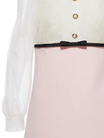 Sizing (W) MIU MIU 粉色拼接短袖緞面中長洋裝 MF4299-1Y8Y-F0D91