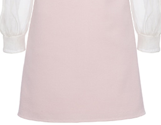 (W) MIU MIU 粉色拼色短袖绉纱中长连衣裙. MF4299-1Y8Y-F0D91 1