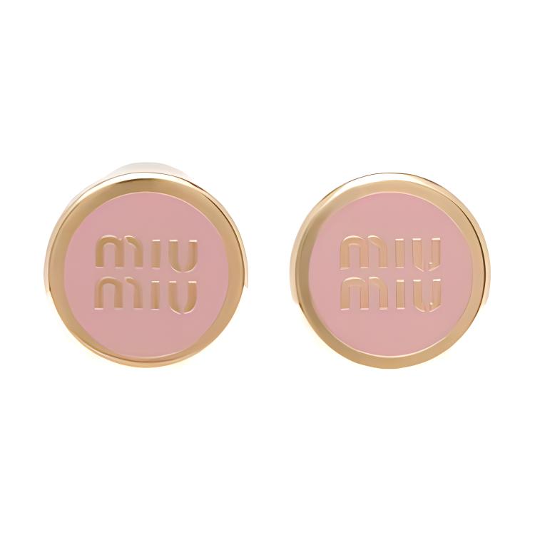 (Women) MIU MIU Pink Enamel Logo Letter Earrings for Women. 5JO912-2F6T-F0615