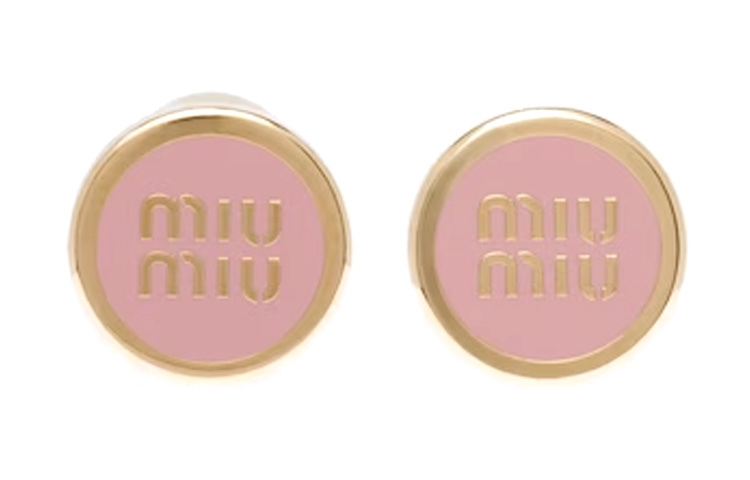 (Women) MIU MIU Pink Enamel Logo Letter Earrings for Women. 5JO912-2F6T-F0615 圖 2