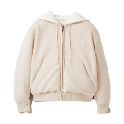 (Women) Miu Miu Pink Solid Color Hooded Zip-Up Jacket ML949-13FL-F0018-S-232