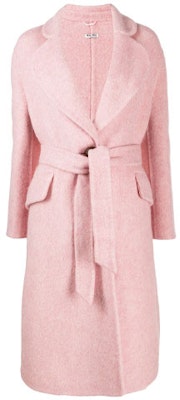 (Women) MIU MIU Pink Solid Color Midi Lace-Up Coat. MS1782-1XRT-F0028 Order (Women) MIU MIU Pink Solid Color Midi Lace-Up Coat. MS1782-1XRT-F0028