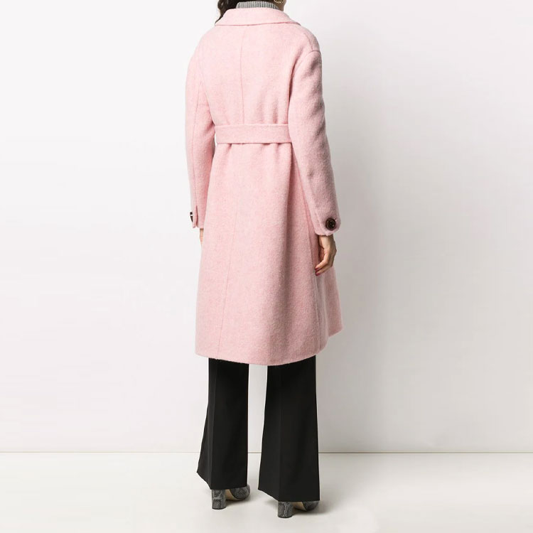 Shop (Women) MIU MIU Pink Solid Color Midi Lace-Up Coat. MS1782-1XRT-F0028