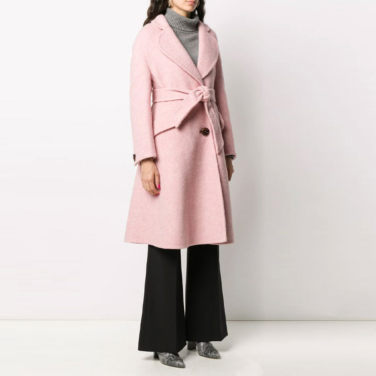 Purchase (Women) MIU MIU Pink Solid Color Midi Lace-Up Coat. MS1782-1XRT-F0028
