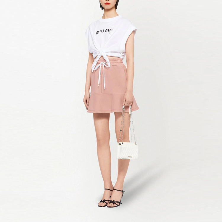 Lookbook (W) MIU MIU粉色抽绳A字休闲短裙 MJD173-1IG3-F0028