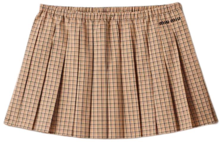 (Women) MIU MIU Plaid Logo Embroidered Pleated Skirt Women’s Rope Grey. MG2229-142L-F0065-S-OOO 圖 2